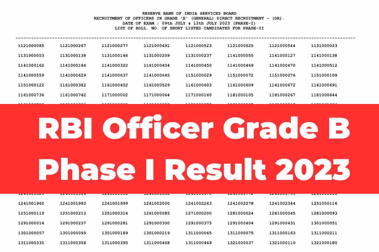 RBI Officer Grade B Phase I Result 2023: आरबीआई ने घोषित किया ऑफिसर ...