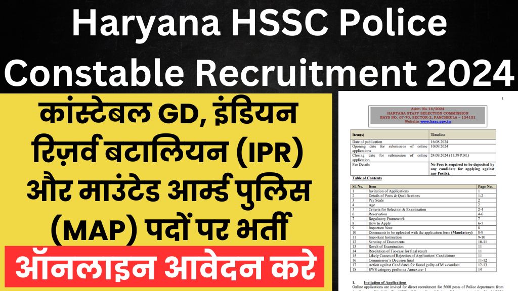 Haryana HSSC Police Constable Recruitment 2024